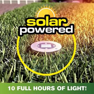 Bell + Howell Solar Powered Stainless Steel Outdoor Integrated LED Super Bright In-Ground Path Disk Lights (8 per Box) 2177