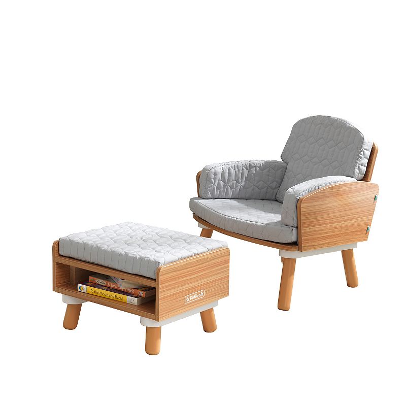 KidKraft Mid-Century Kid Reading Chair and Ottoman