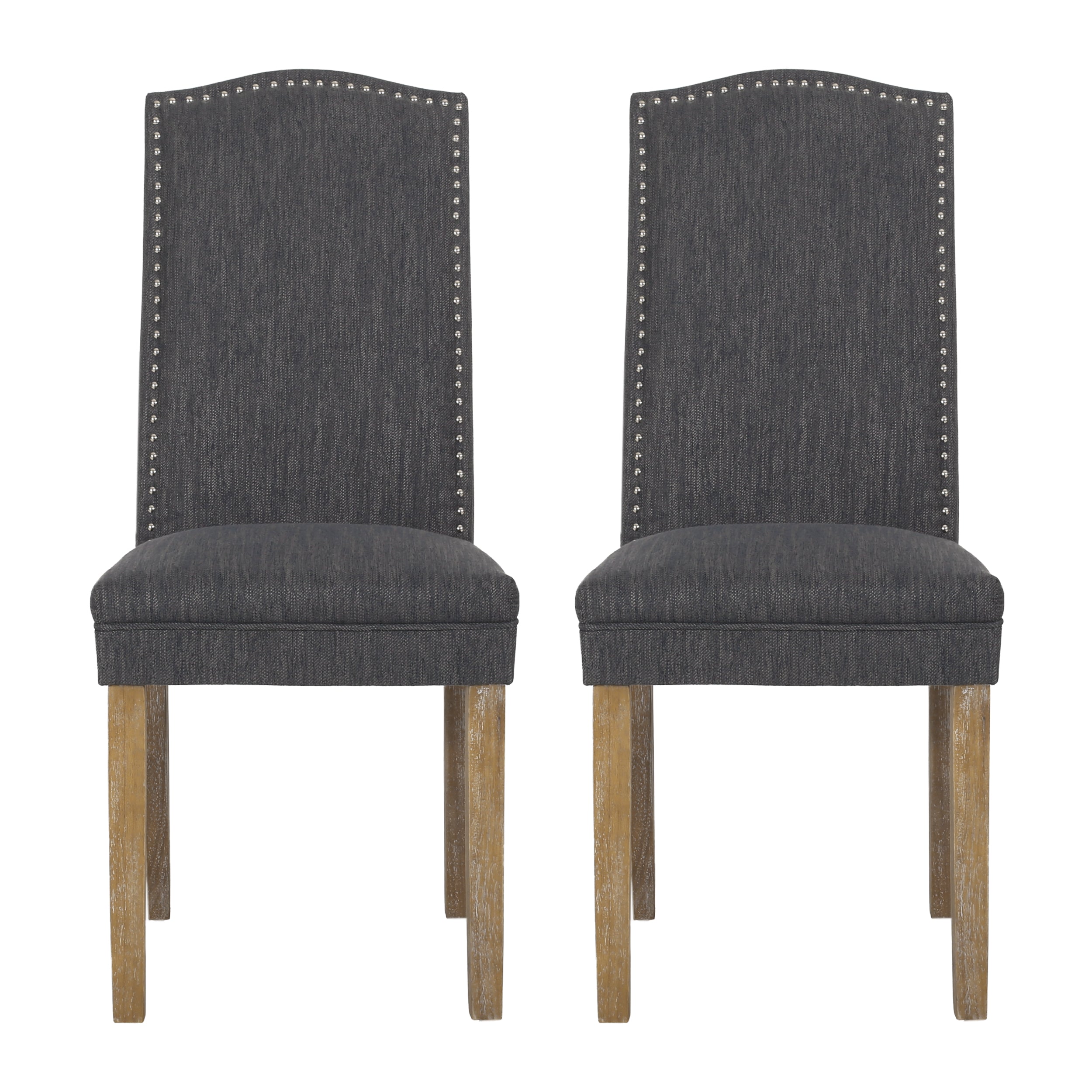 Geromin Contemporary Fabric Dining Chairs with Nailhead Trim, Set of 2