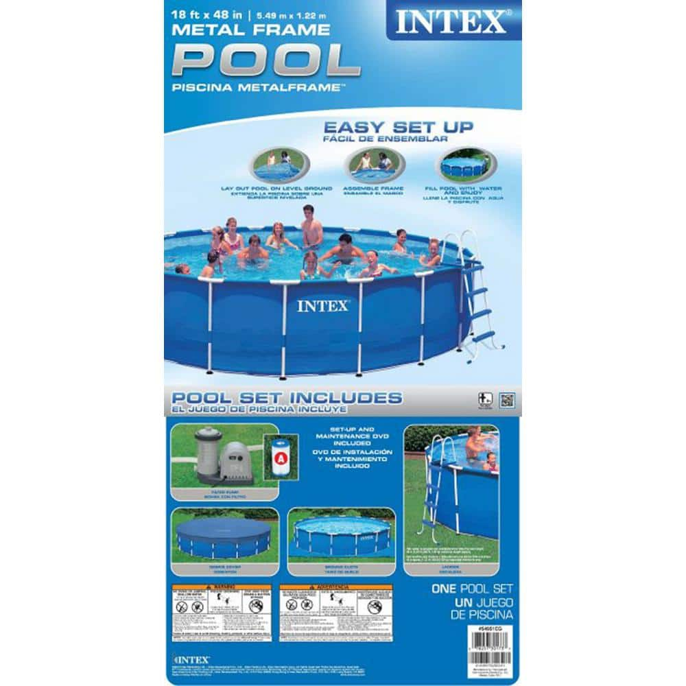 Intex 18 ft. x 48 in. Round Metal Frame Swimming Pool Set with 1500 GFCI Pump, 28251EH 28253EH + 29000E-6pk