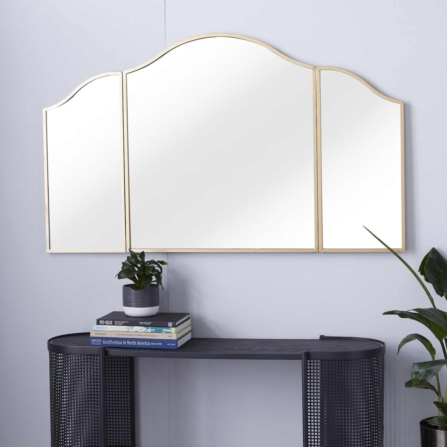 Stella and Eve Gold Metal Tri-Fold Wall Mirror