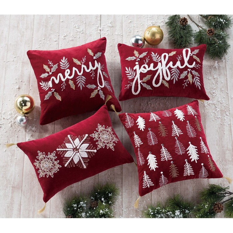 Velvet Embroidered Holiday Pillow Collection