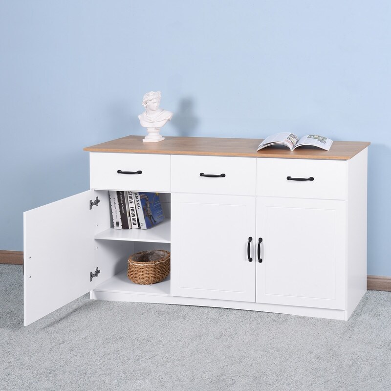 Locker Kitchen sideboard  3 doors  3 drawers and adjustable shelves  white