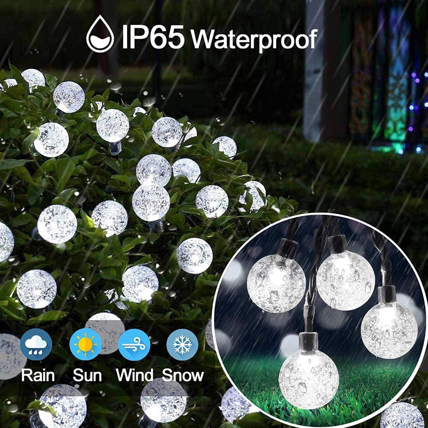 GooingTop Solar String Lights， 2 Pack 120 LED 58ft Outdoor String Light with 8 Lighting Modes Waterproof Solar Powered Patio Light for Garden Yard Porch Wedding Party Outdoor Decor (Cool White)