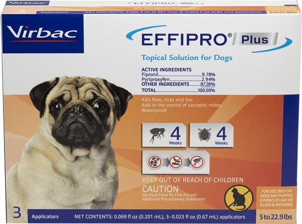 Virbac EFFIPRO Flea and Tick Spot Treatment for Dogs， 5-22.9 lbs