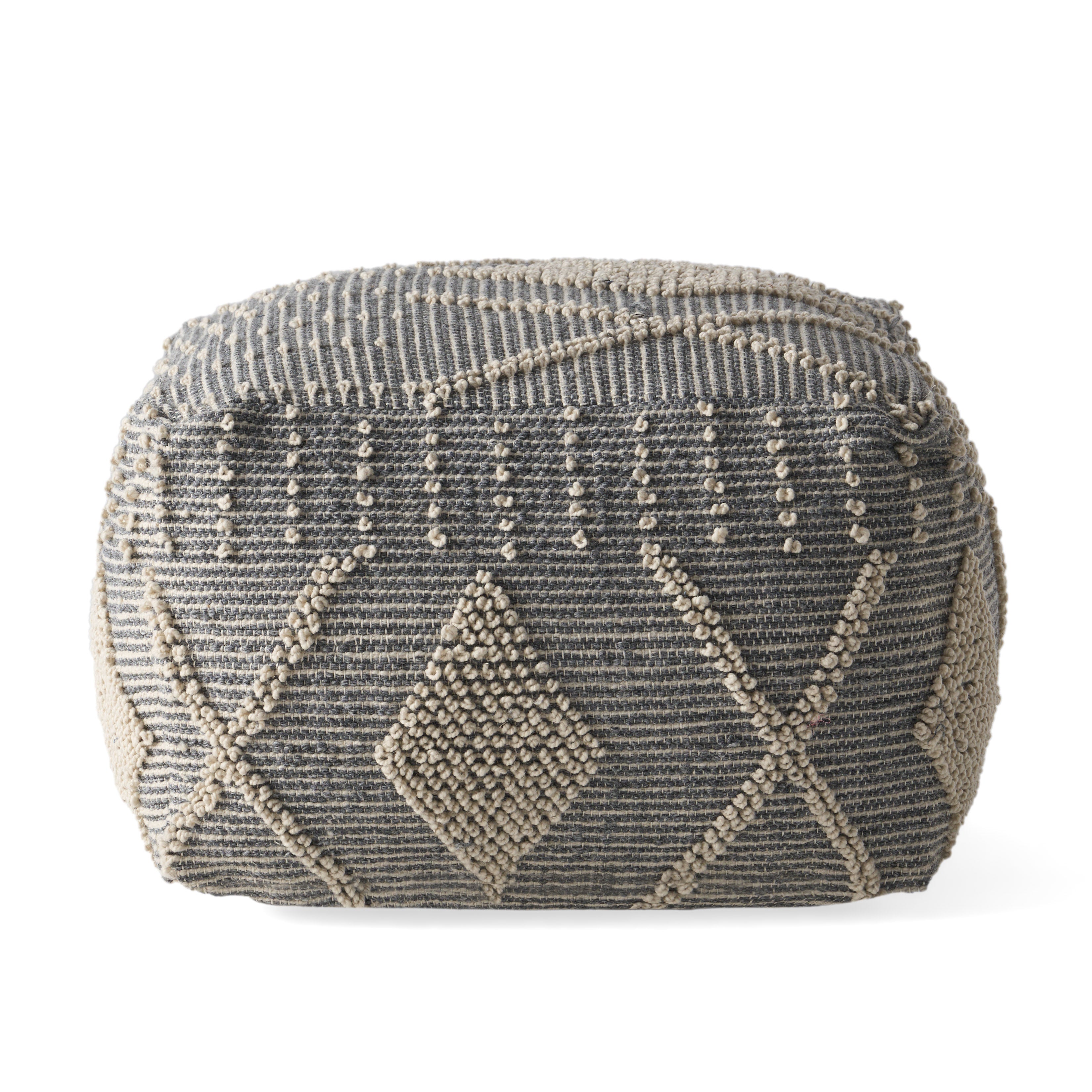 Dereka Contemporary Handcrafted Faux Yarn Pouf