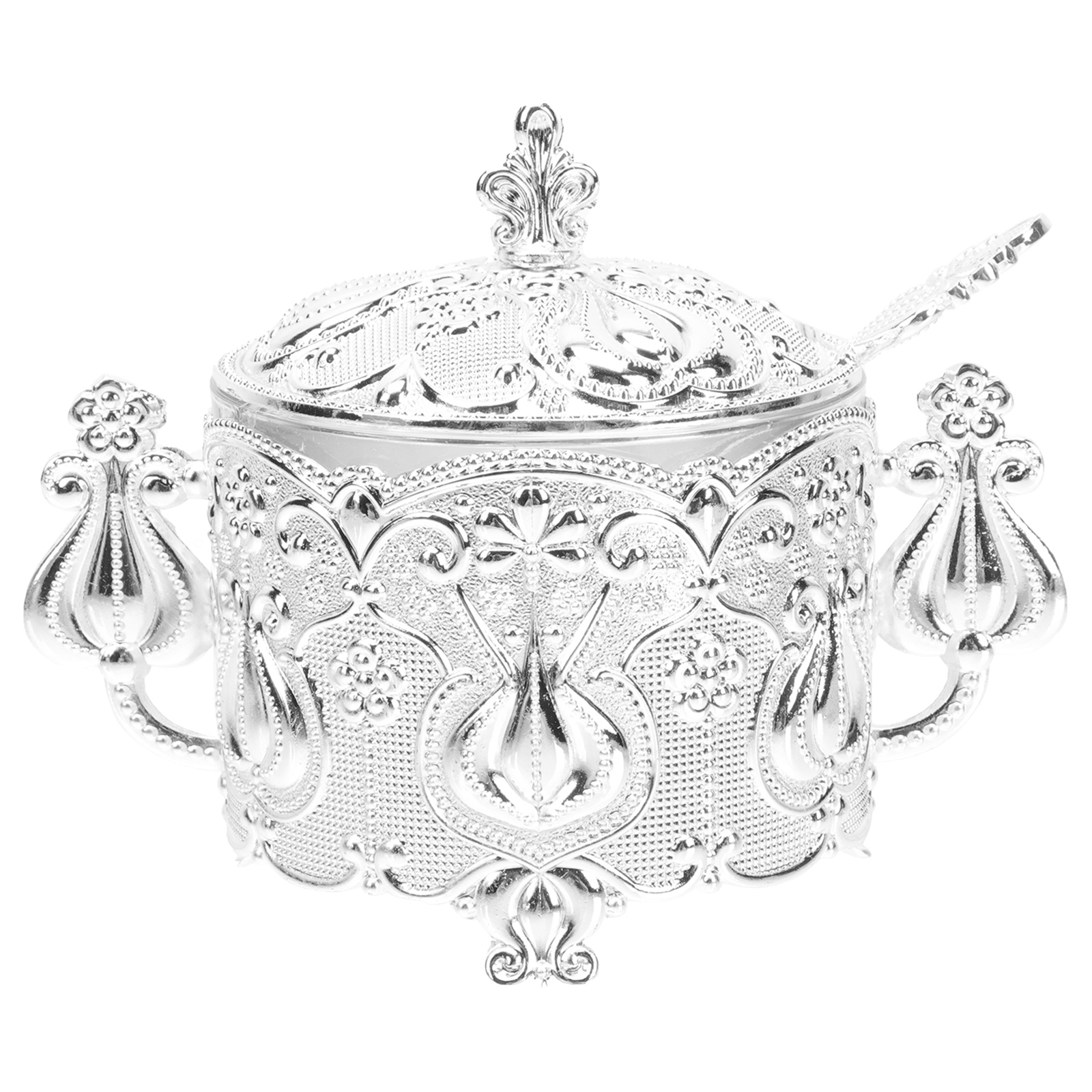 1 Set European Style Sugar Bowl Sugar Container with Spoon for Home Kitchen