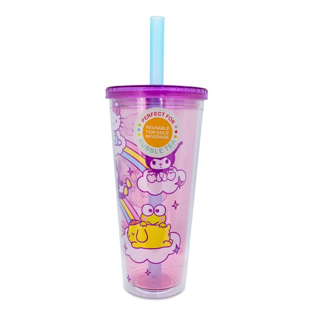 Silver Buffalo Sanrio Hello Kitty And Friends Carnival Cup With Lid And Straw Holds 24 Ounces