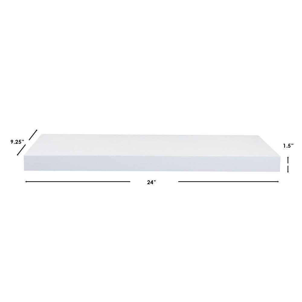 Home Basics Long Rectangle Floating Shelf, White