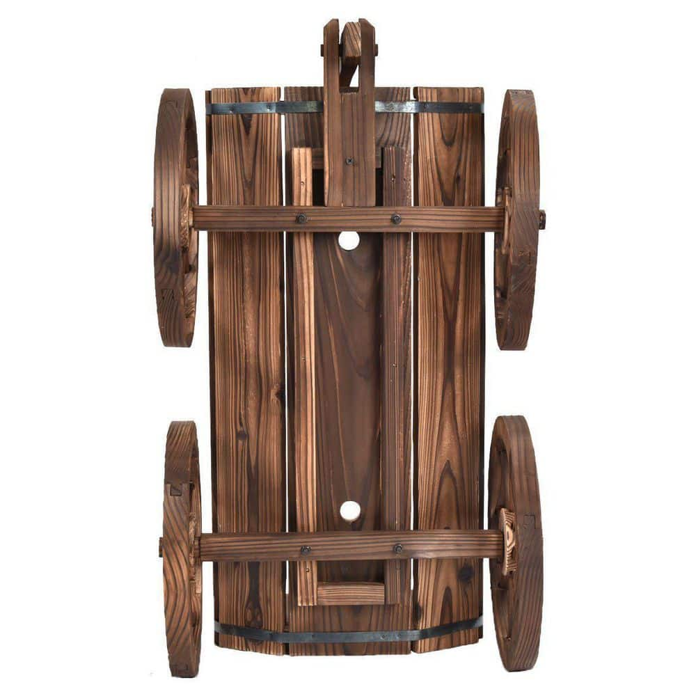 Wooden Wagon Flower Pot Flower Pot Stand with Wheels Home Garden Outdoor Decoration 169610506