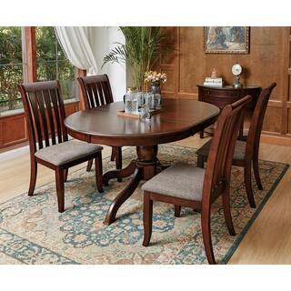 Homy Casa Zareef 60.7 in. Oval Extendable Brown Wood Pedestal Dining Table with Removable Leaf (Seats 4) ZAREEF DINING TABLE