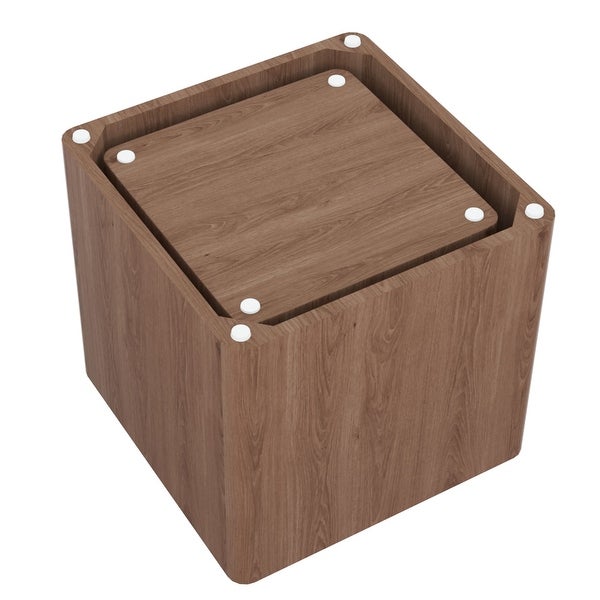 2 Piece Nesting Center Tables Wooden Square Coffee Tables Modern Geometrical Side Tables for Living Room， Bedroom