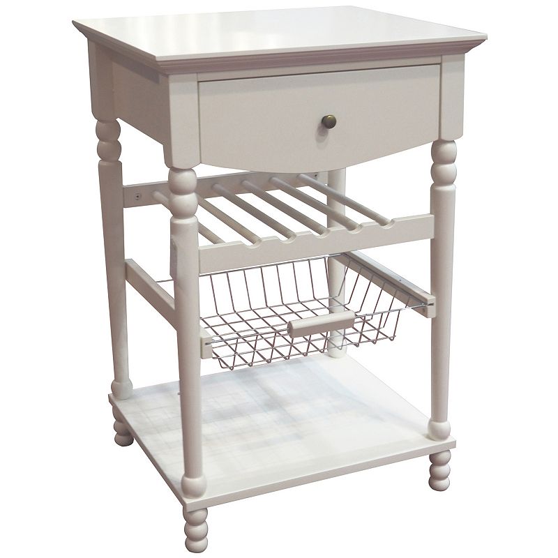 eHemco Euro Kitchen Cart with 1 Drawer， 2 Storage Shelves and 1 Basket