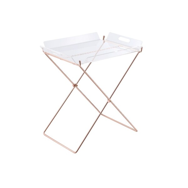 Tray Table， Clear Acrylic Tray and X-Shape Copper Base