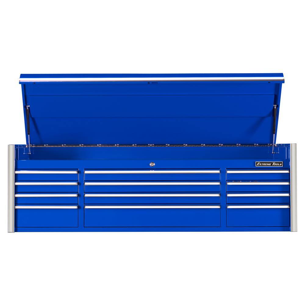 Extreme Tools RX Series Professional 72 in. Large 12-Drawer Blue Top Tool Chest with Chrome Drawer Pulls RX722512CHBL