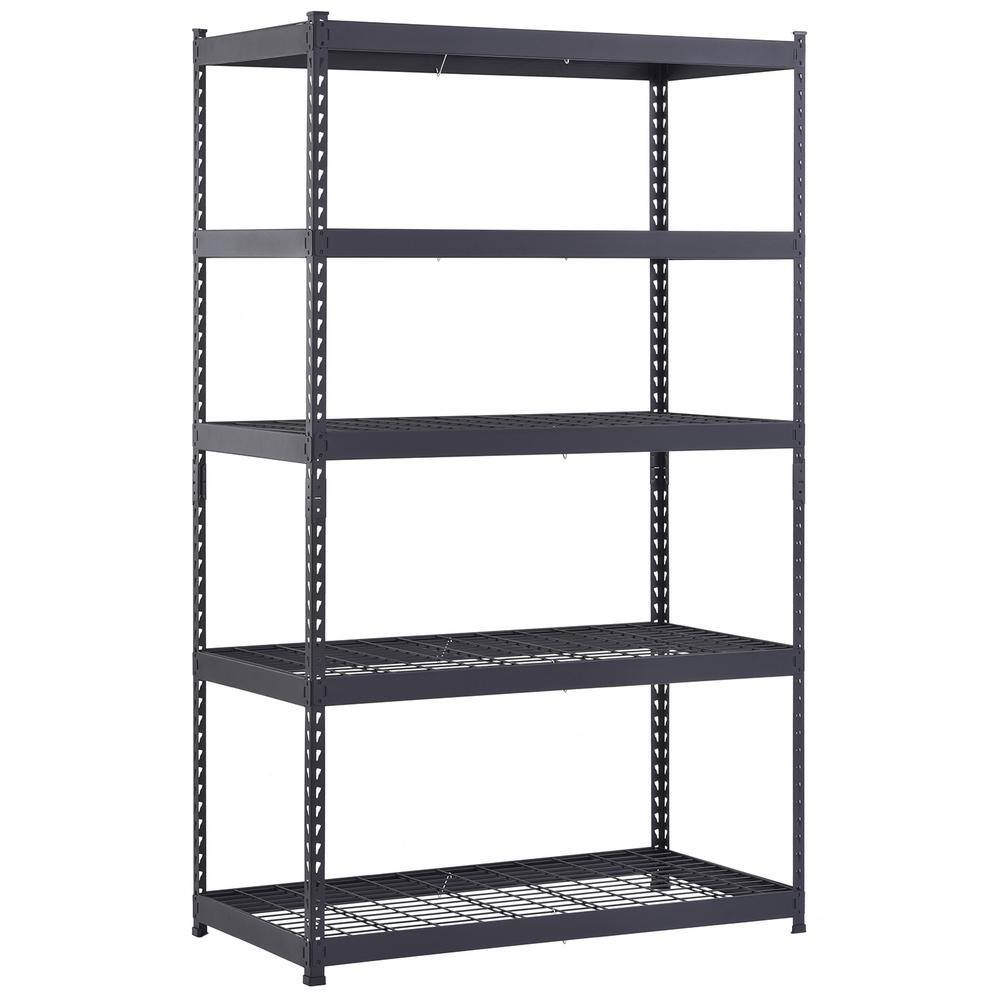 Husky 5-Tier Heavy Duty Boltless Steel Garage Storage Shelving Unit in Black (48 in. W x 78 in. H x 24 in. D) N2R482478W5B