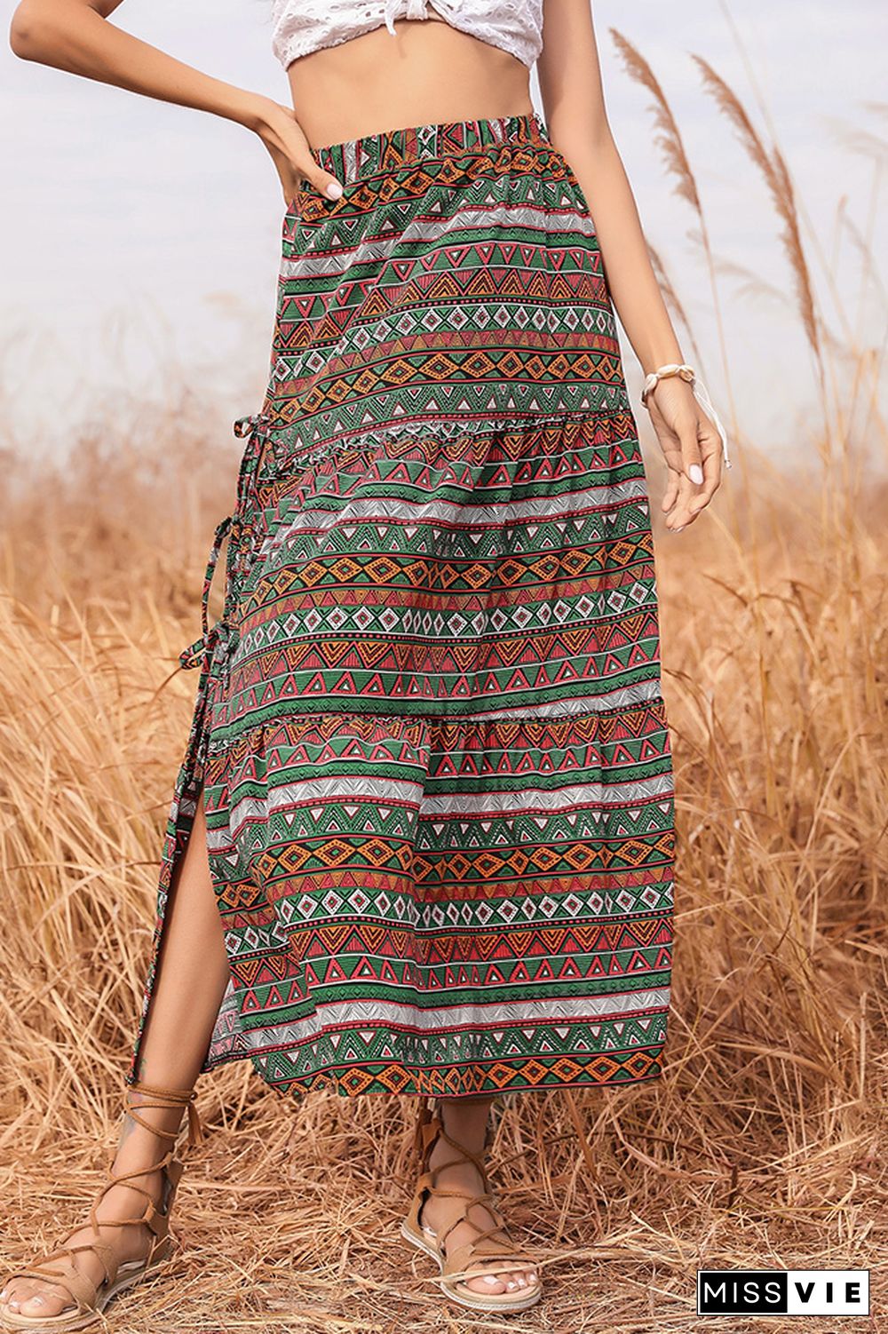 High Waist Geometry Print Skirt Dress