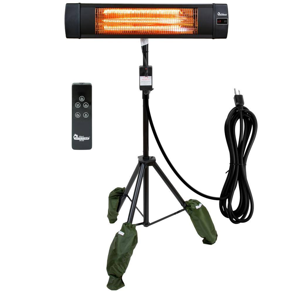 Dr Infrared Heater 1500-Watt IndoorOutdoor Carbon Infrared Patio Heater with Tripod and Remote Black DR-338