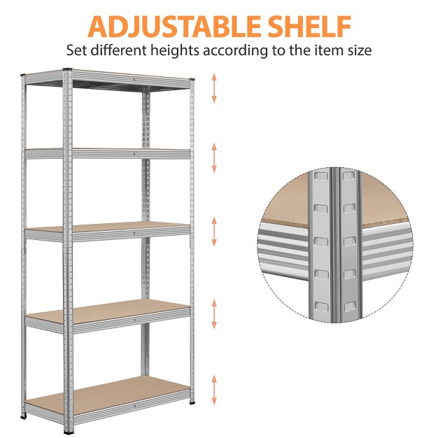 Yaheetech 71in 5 tier Metal Storage Rack 5 Adjustable Shelves Boltless Shelving