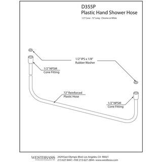 Westbrass 72 in. Extra Long Plastic SuperFlex Handlheld Shower Hose Polished Chrome D355P-CP