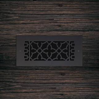 Reggio Registers Scroll Series 6 in. x 12 in. Aluminum Grille Black with Mounting Holes 814-ABH