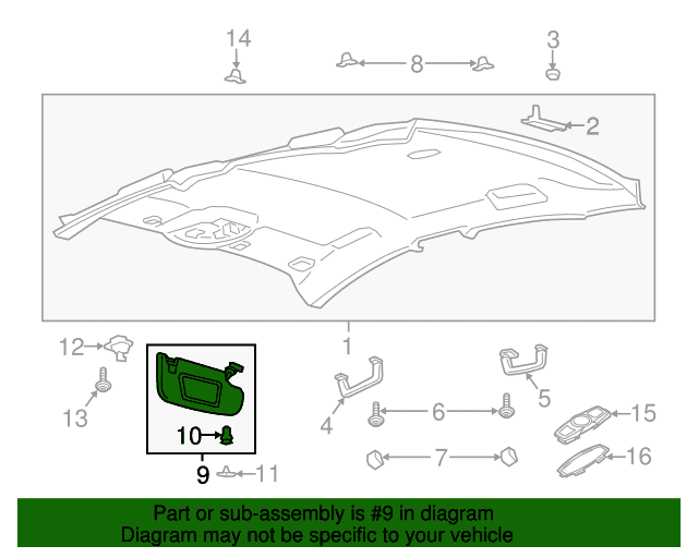 Genuine OE Ford Sun-Visor - FS7Z-5404104-XB