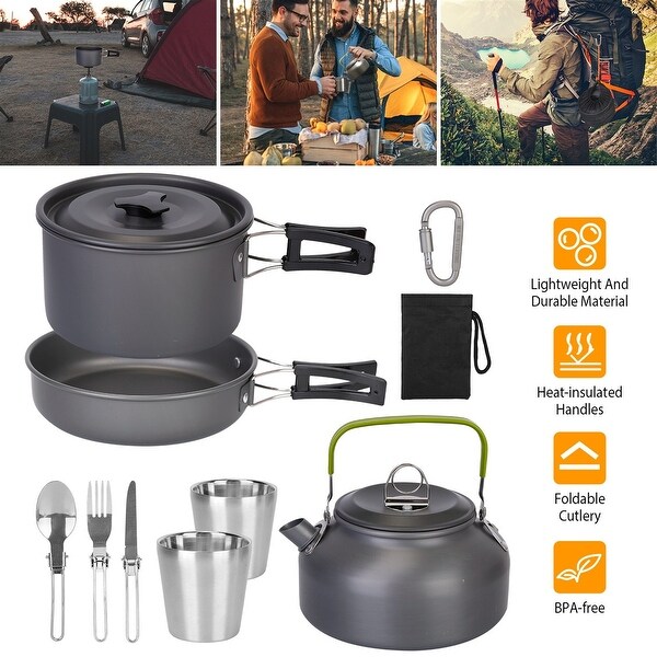 12Pcs Aluminum Camping Cookware Set