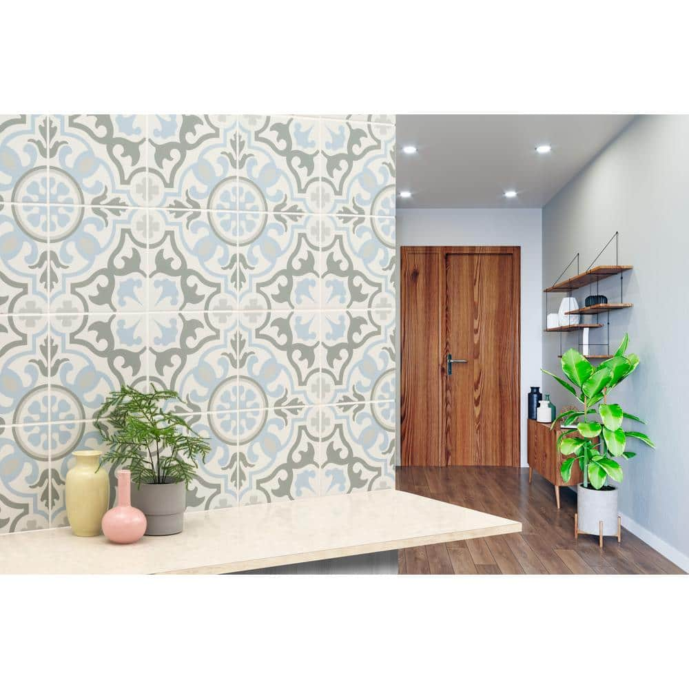 MSI Encaustic Blume 8 in. x 8 in. Matte Porcelain Patterned Look Floor and Wall Tile (5.16 sq. ft.Case) NHDBLU8X8