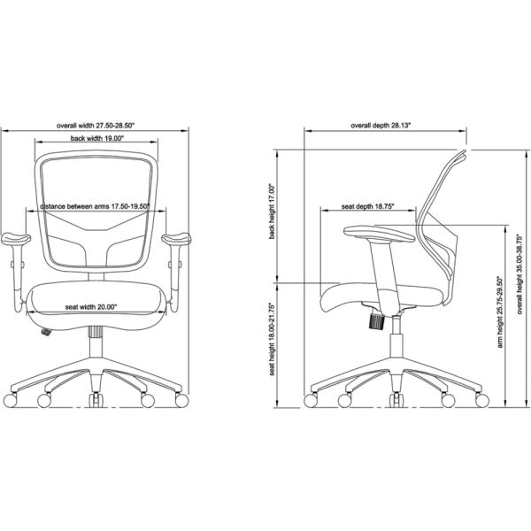 Lorell Executive Mesh Mid-Back Office Chair