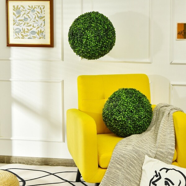 2 Pieces Artificial Boxwood Topiary UV Protected Indoor Outdoor Balls