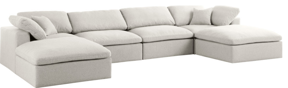 Serene Linen Textured Fabric Deluxe Comfort U Shaped Modular Sesctional   Transitional   Sectional Sofas   by Meridian Furniture  Houzz