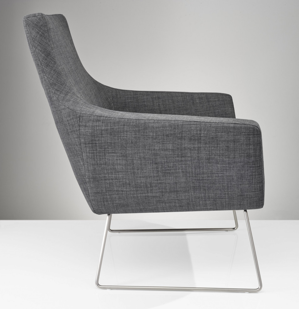 HomeRoots 33 quotX 30.5 quotX 37 quotGrey Brushed Steel Chair   Contemporary   Armchairs And Accent Chairs   by VirVentures  Houzz