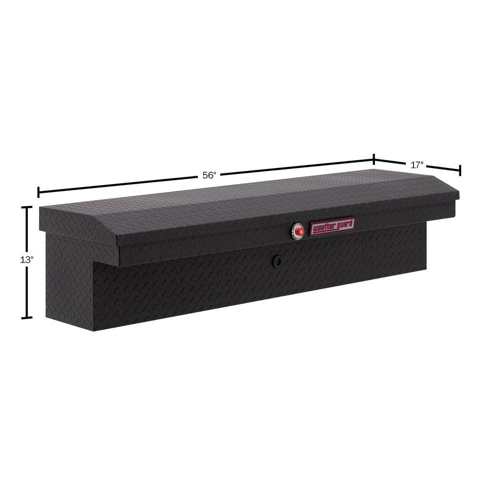 Weather Guard 56 in. Matte Black Aluminum Low Profile Long Lo-Side Truck Tool Box 178-52-03