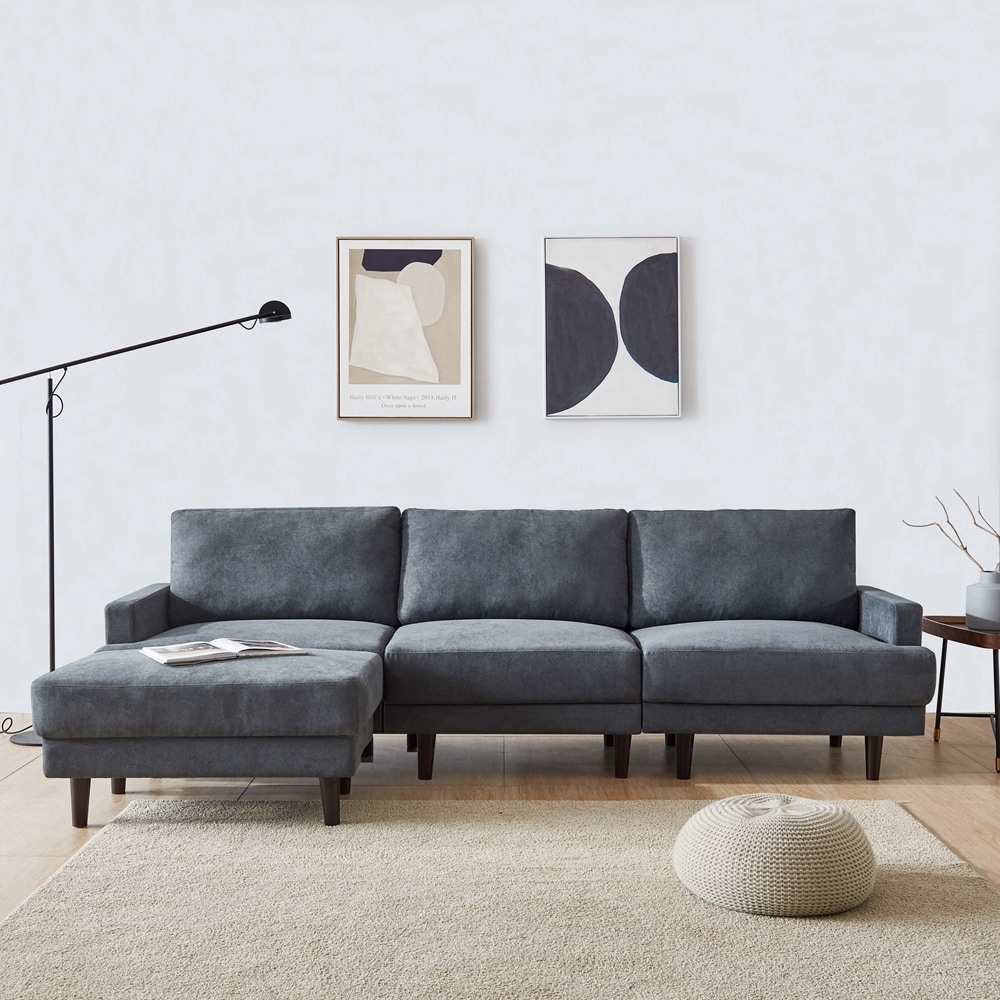 Modern fabric sofa 3 seater with ottoman