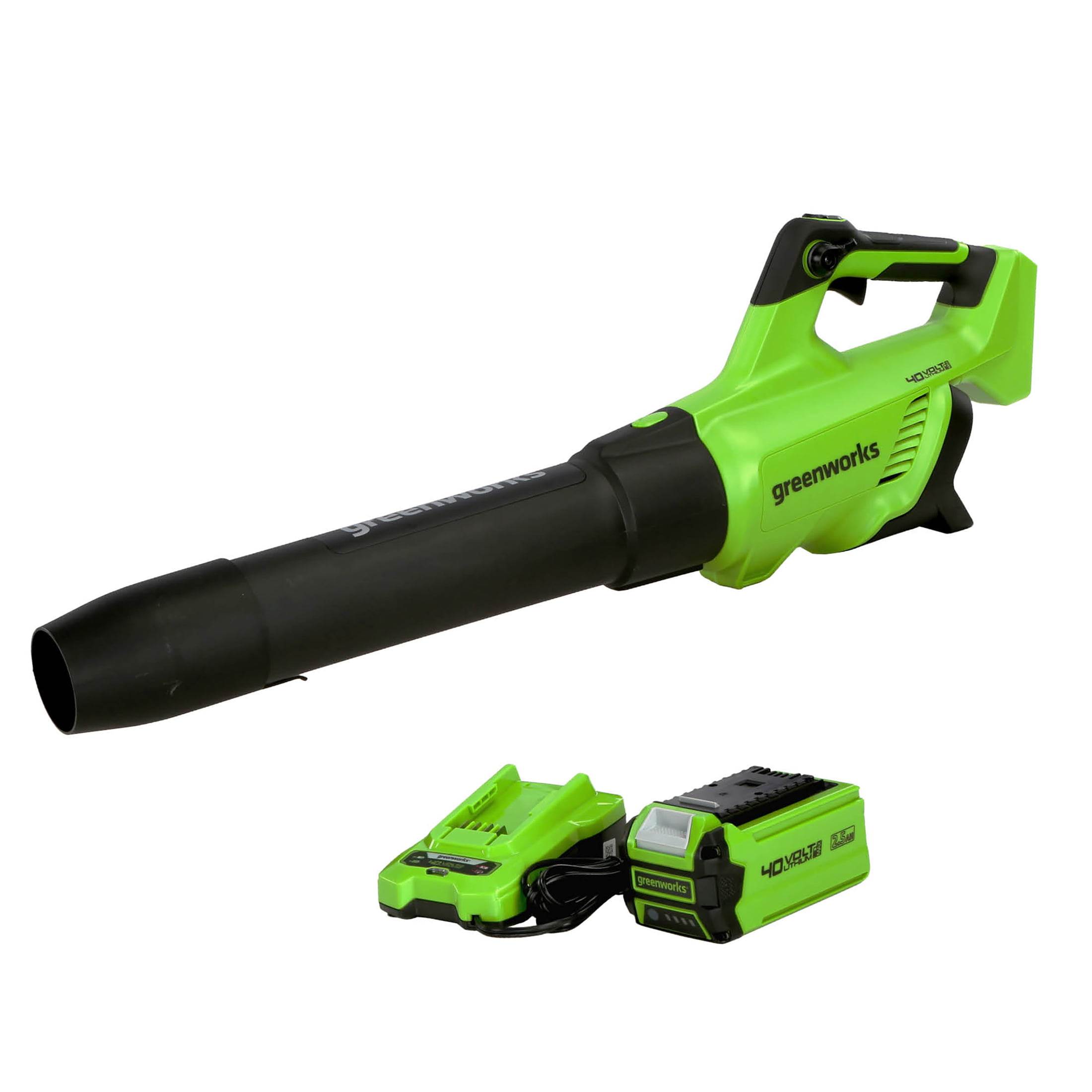 Greenworks 40V (120 MPH / 500 CFM) Cordless Axial Blower with 2.5Ah Battery and Charger， 2416302AZ