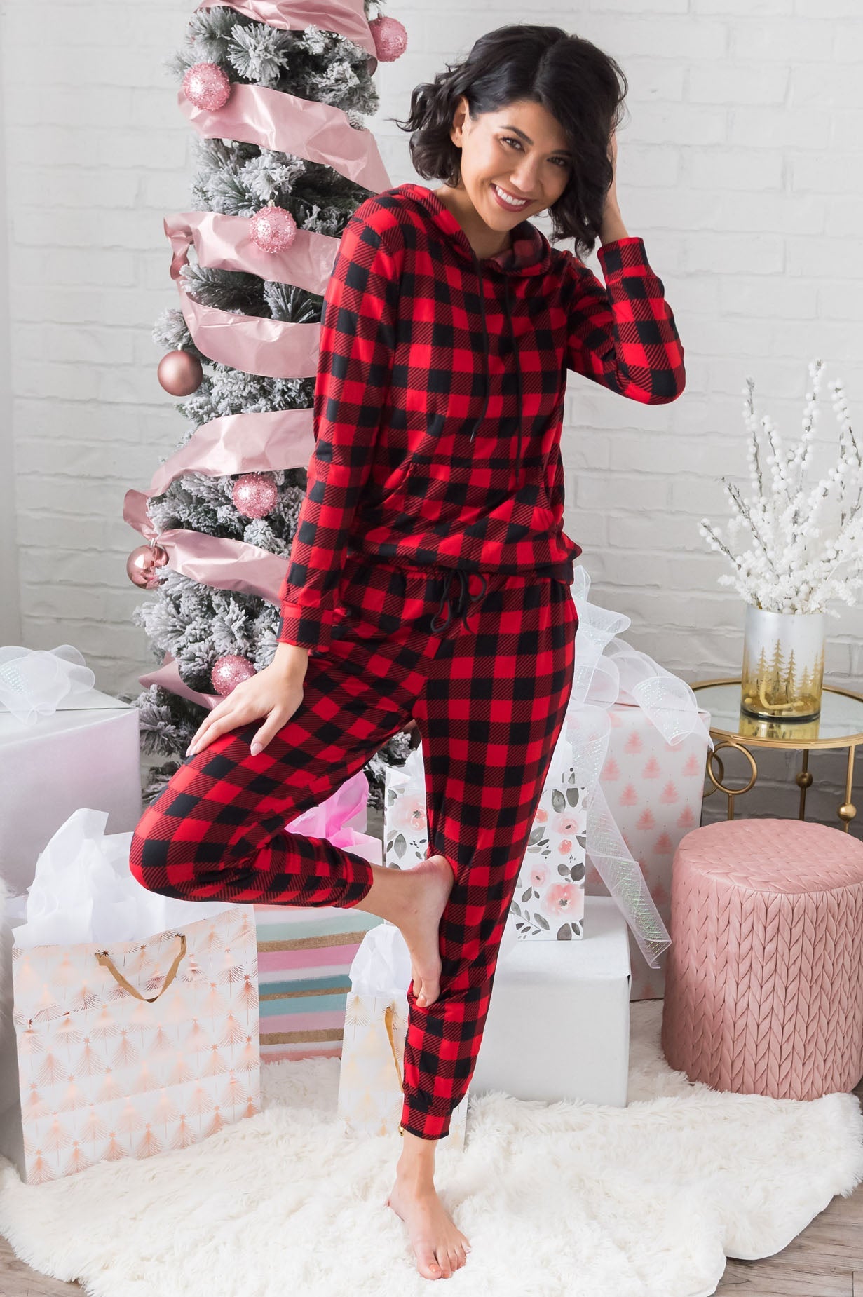 Buffalo Plaid Modest Lounge Set