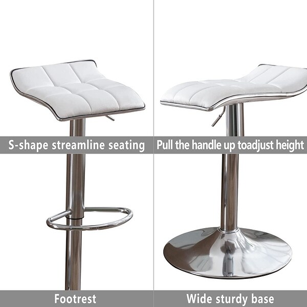 Bar Stools Set of 2 Square Backless Adjustable Tall Stools Pu Leather