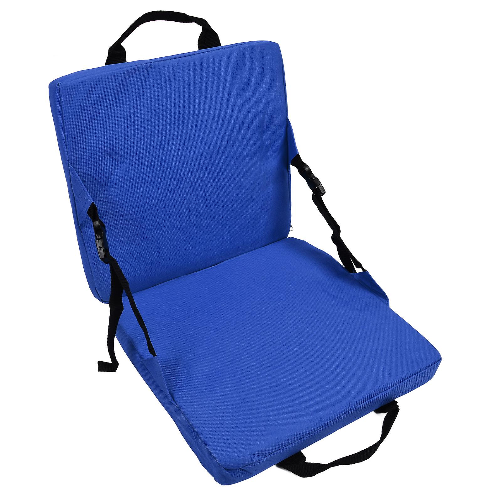 Chair Cushion Foldable Portable Soft Comfortable Seat Cushion With Backrest For Outdoor Camping Hiking Stadium Officeblue