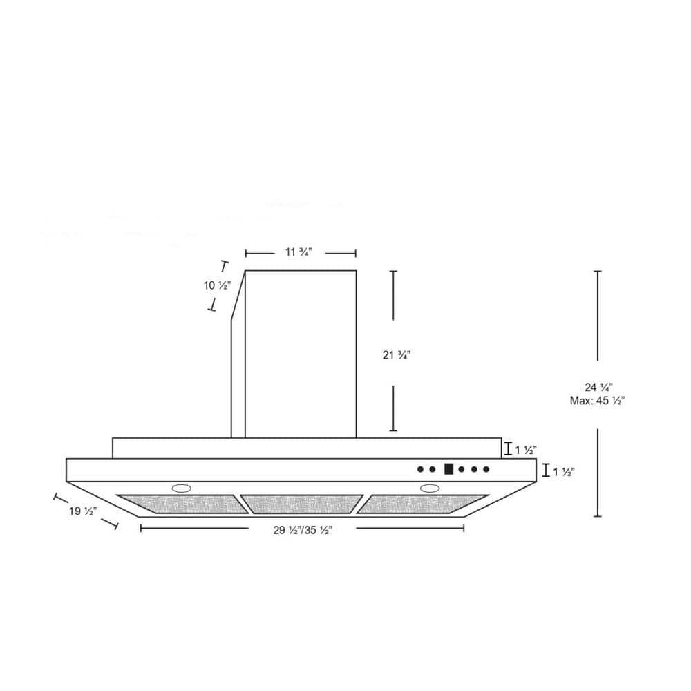 Cyclone 30 in 550 CFM Double Layers TShape Wall Mount Range Hood with LED Lights in Stainless Steel