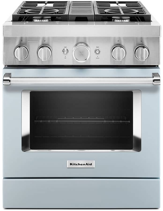 KitchenAid 30 Misty Blue Smart Commercial-Style Dual Fuel Range With 4 Burners