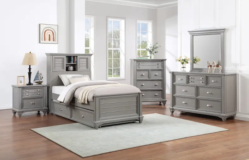 Harbor Hut Gray 5 Piece Twin Bedroom Set