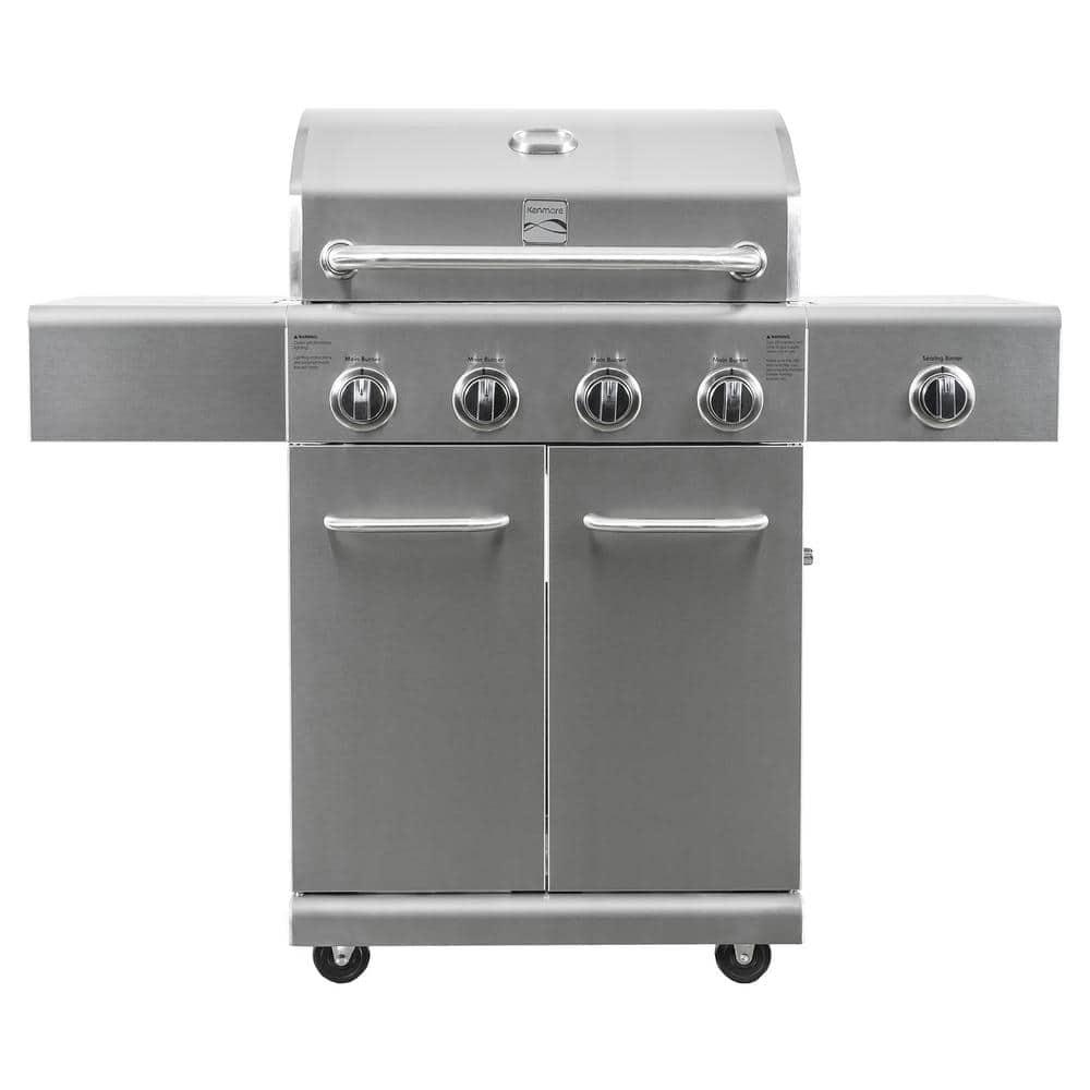 KENMORE 4Burner Searing Side Burner Gas Grill in Stainless Steel