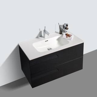 Eviva Joy 39 in. W x 18 in. D x 20.5 in. H Floating Bathroom Vanity in Blackwood with White Porcelain Top with White Sink EVVN23-39BW-WM