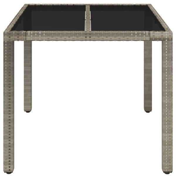 vidaXL Patio Table with Glass Top Black/Gray multisize Poly Rattan