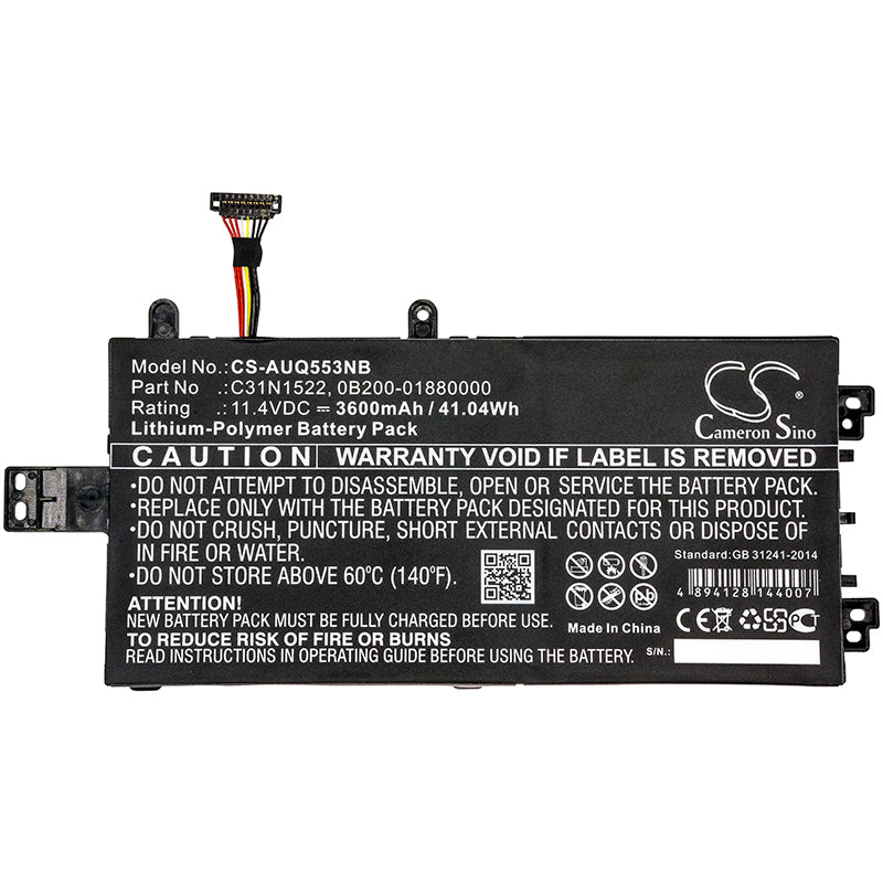 Asus Q553U Q553UBBSI7T13 Replacement Battery BatteryClerkcom Laptop and Notebook