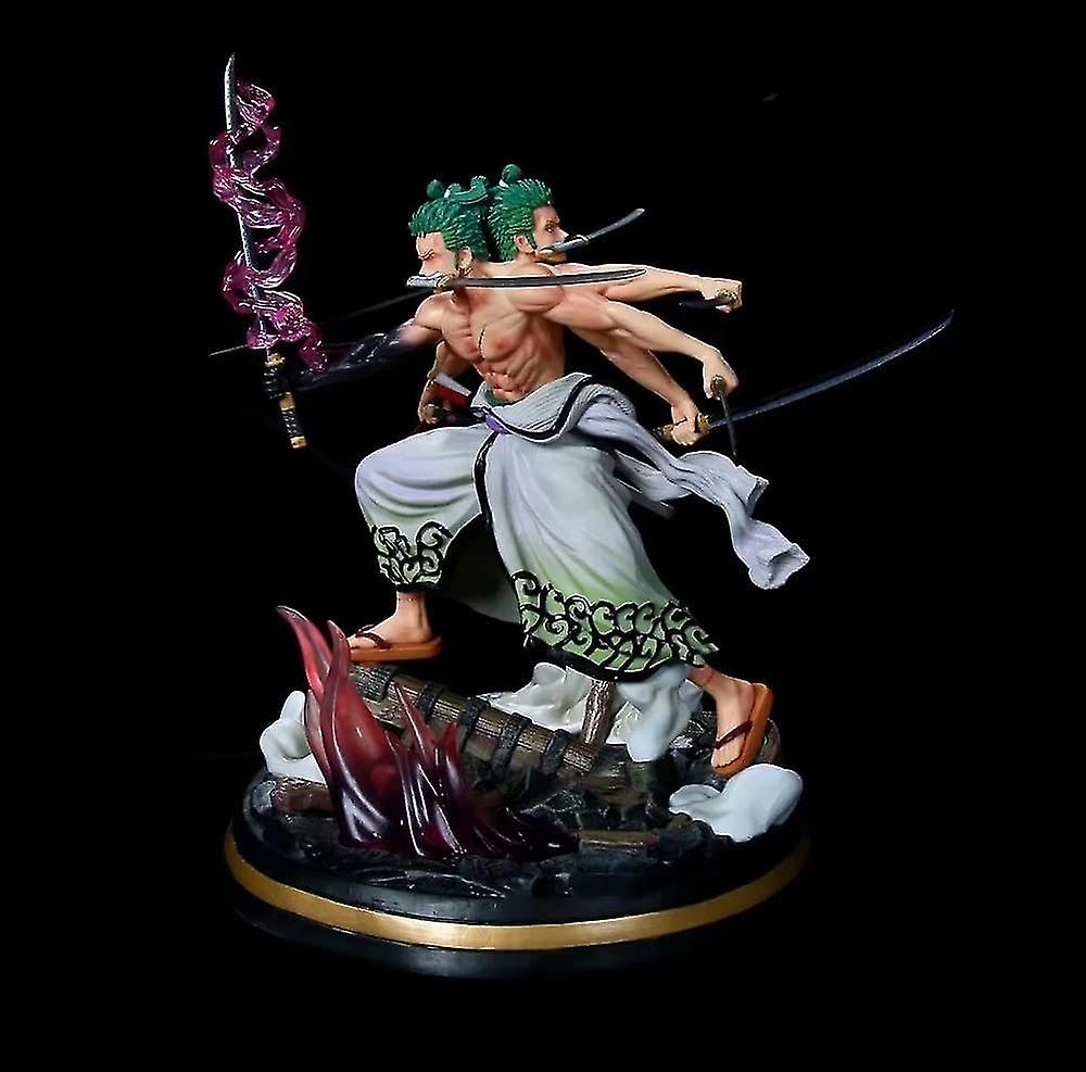 31cm Nine Blades Stream Zoro Glowable Pvc Anime Cartoon Game Character Boutique Figure Desktop Decoration Limited Edition Newest Gift