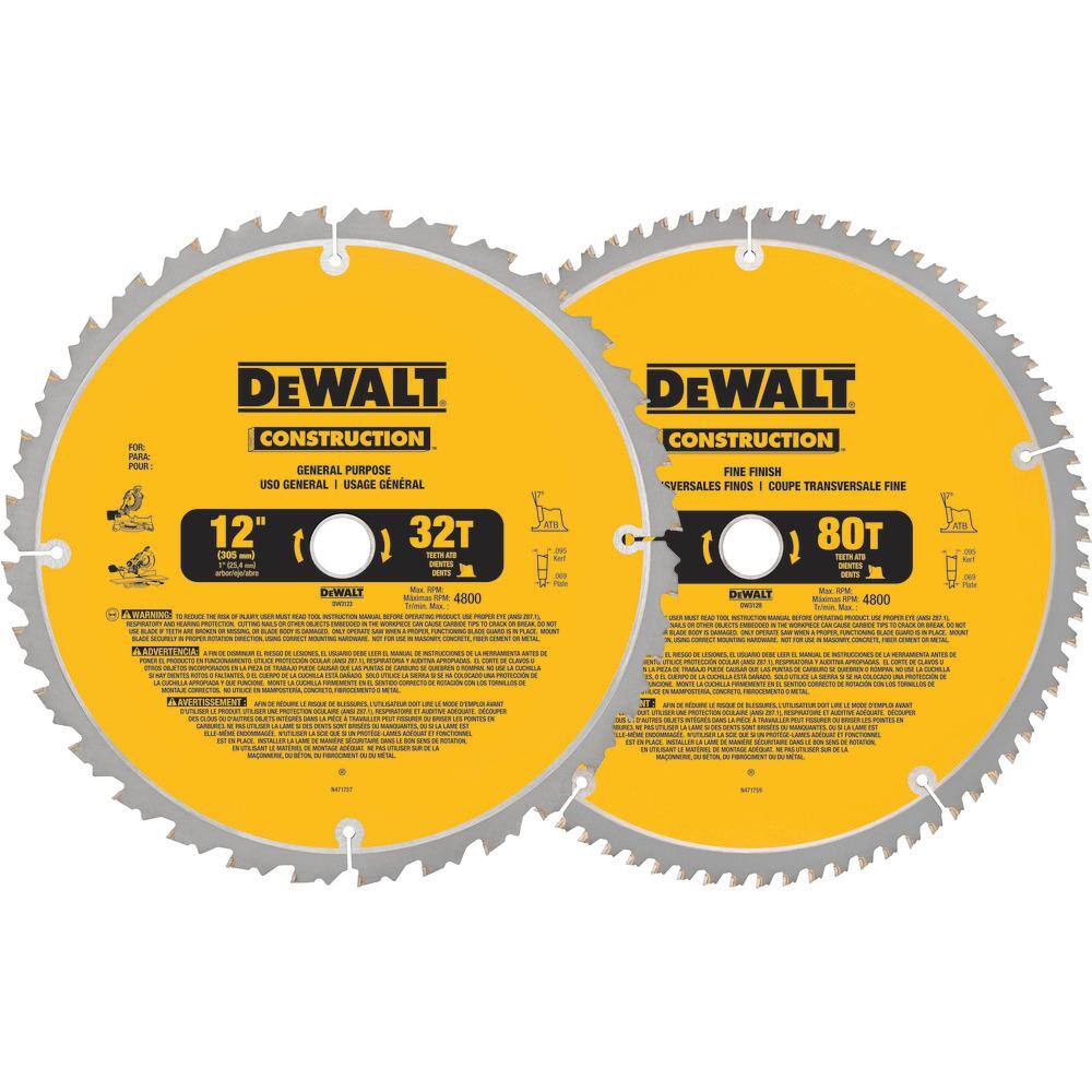 DW 15 Amp Corded 10 in. Compound Single Bevel Miter Saw and 20 Series 10 in. 60T Fine Finish Saw Blade DWS713WDW3106