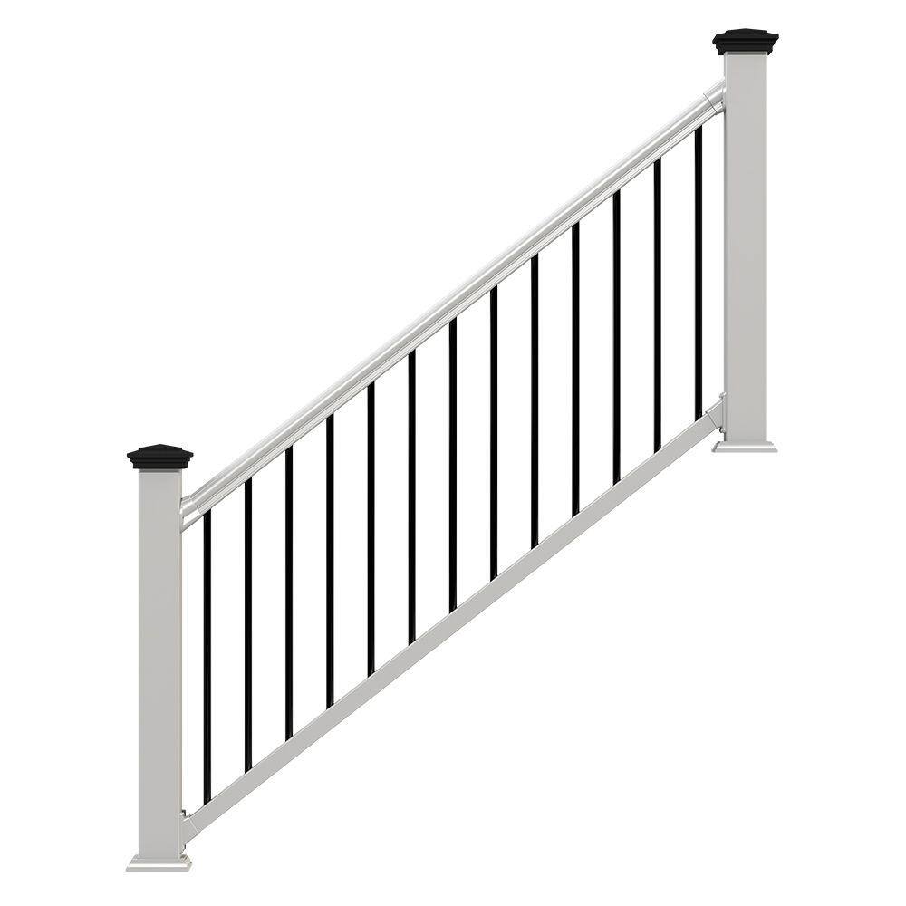 Veranda 6 ft. x 36 in. Traditional White PolyComposite Stair Railing Kit with Black Metal Balusters 73024861