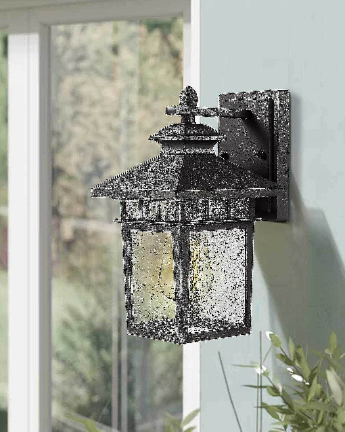 Outdoor Wall Mount Lights | Exterior Porch Light Fixture， Sanded Black Cast-aluminum With Bubble Glass Panel