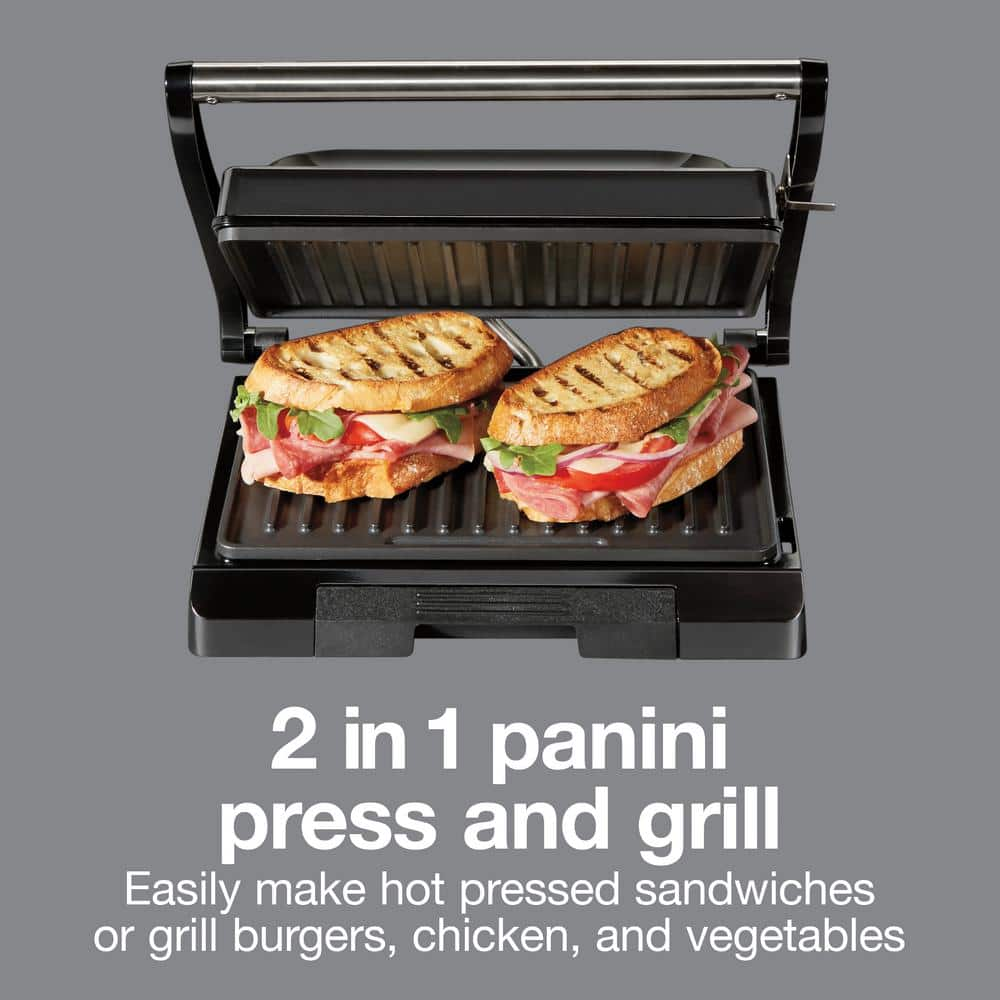 Proctor Silex 1000-Watt Black Panini Press with Nonstick Plates 25440PS